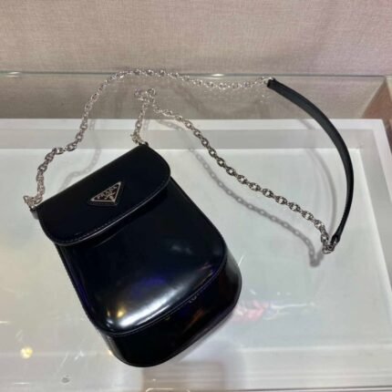 Replica Prada 1BH185 Mini Cleo BRUSHED Leather Black