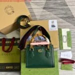 Replica Gucci 702732 Diana Mini Tote Bag Green leather