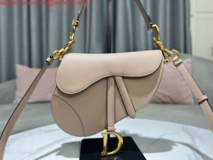 Replica Dior M0455 Saddle Bag With Strap Nude Grained Calfskin